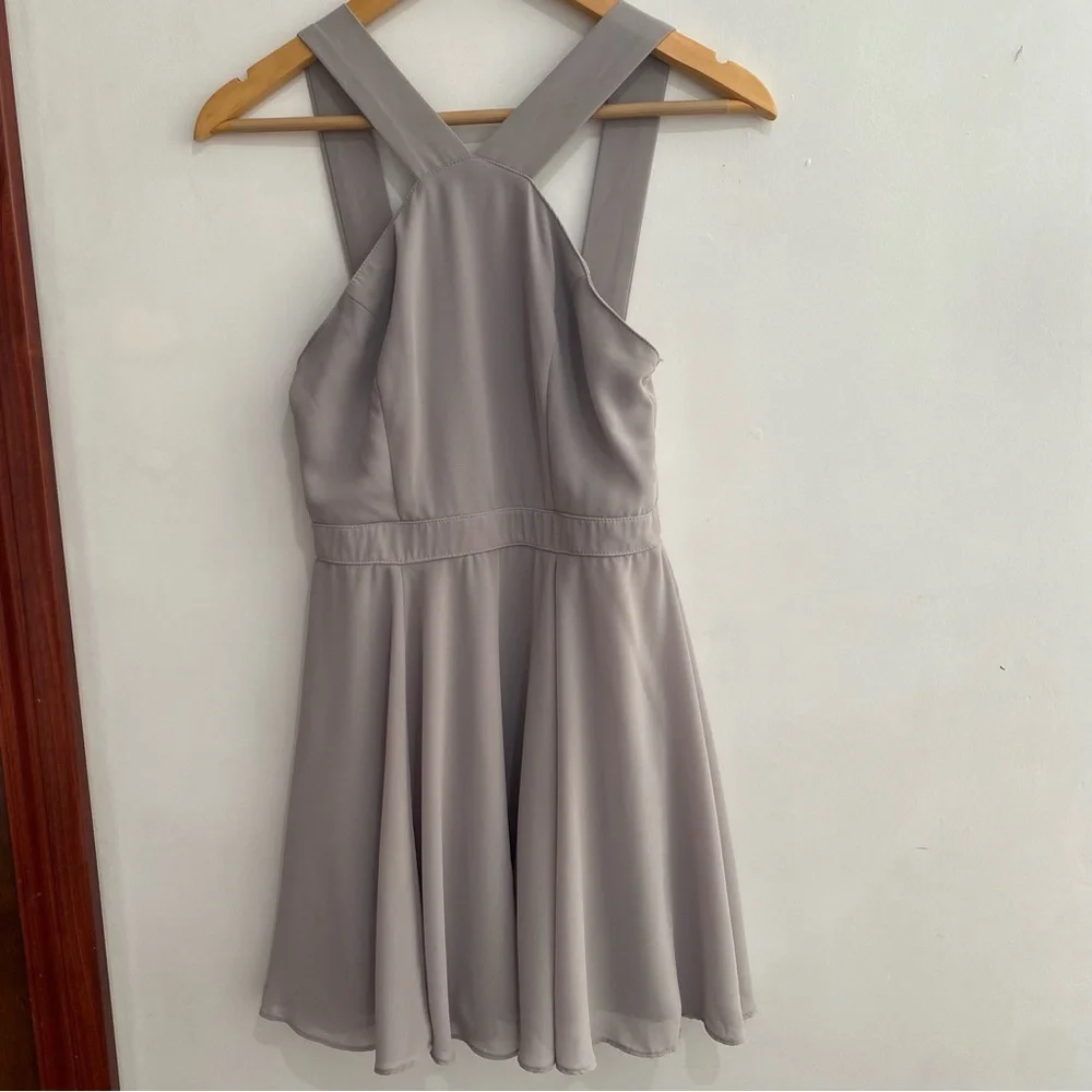 Lulu’s S Forevermore Grey Skater Dress - Picture 2 of 12
